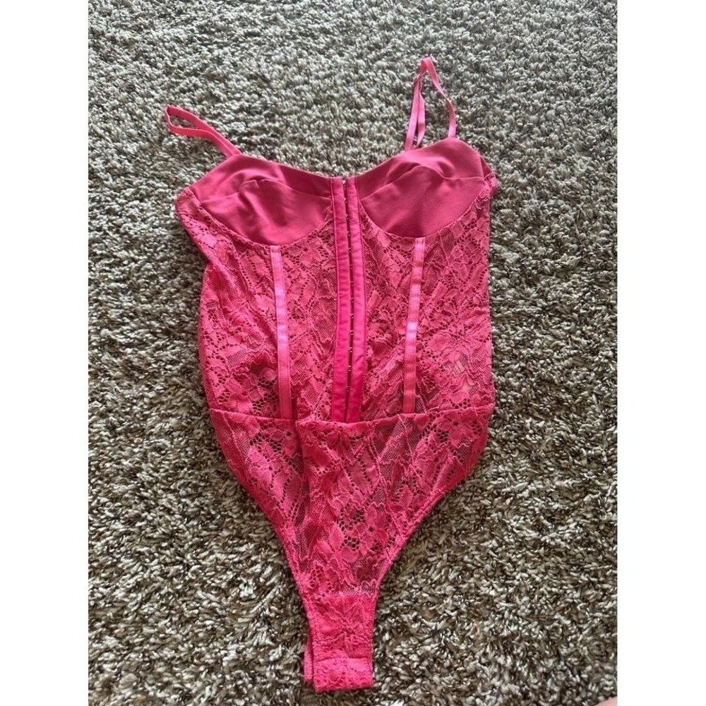 Free People Intimately FP Lace Bodysuit Lingerie Pink Hot Adjustable Straps